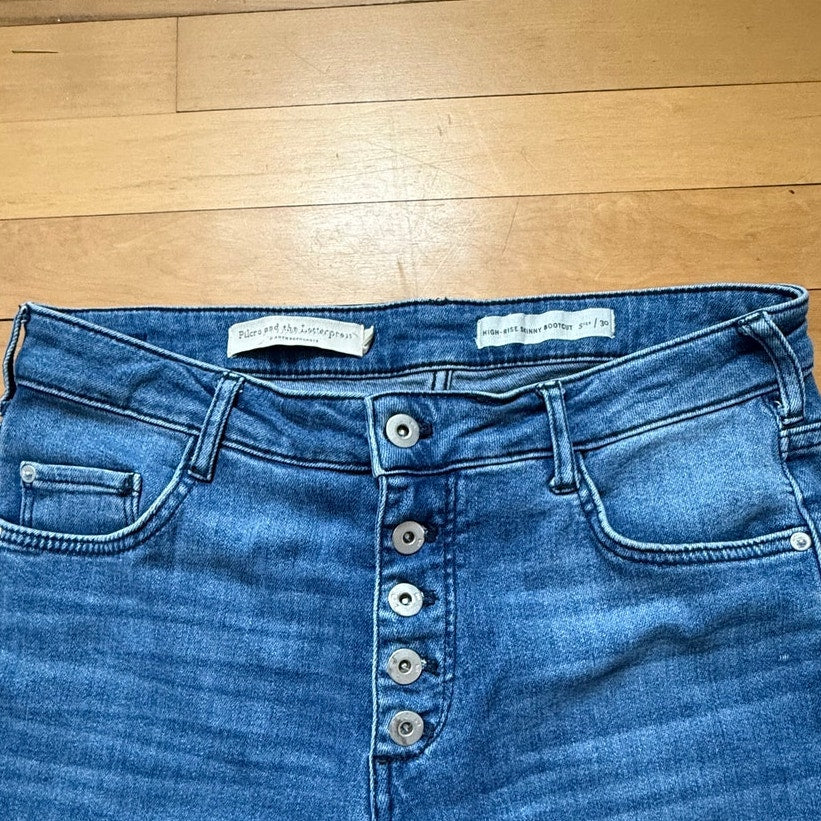 Anthropologie Pilcro High Rise Button Fly Split Hem Jeans - 30