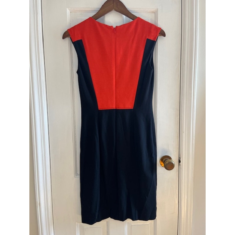 Shoshanna Women's Combo Gloria Sheath Dress in Cardinal Red Black Colorblock Size 2