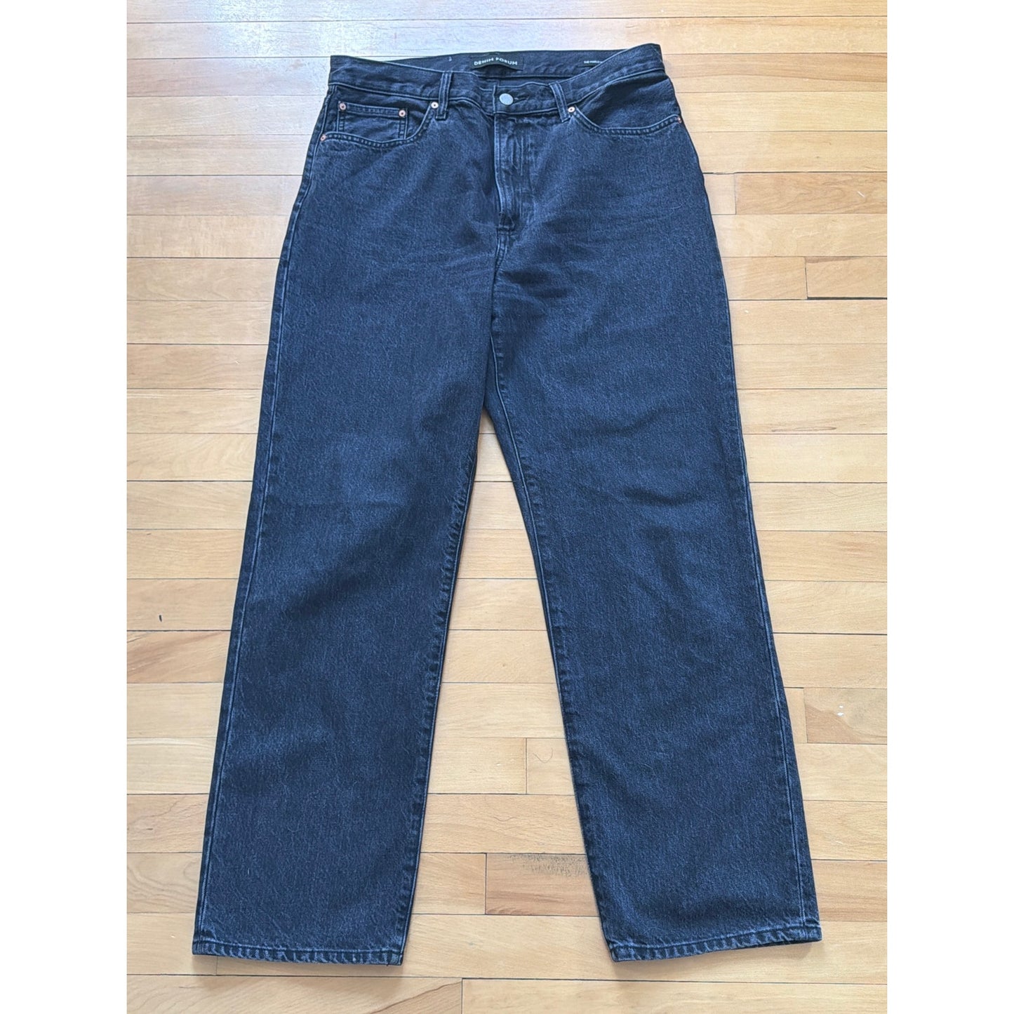 Denim Forum Size 31 The Marlo High-Rise Black Straight Leg Jeans