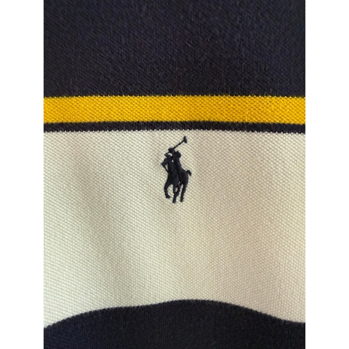 Vintage Y2K Polo Ralph Lauren Polo White w/ Navy Gold Strips
