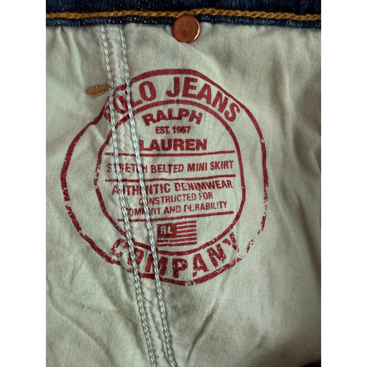 Vintage Polo Jeans Co Ralph Lauren Stretch Denim Mini Skirt Size 28 EUC
