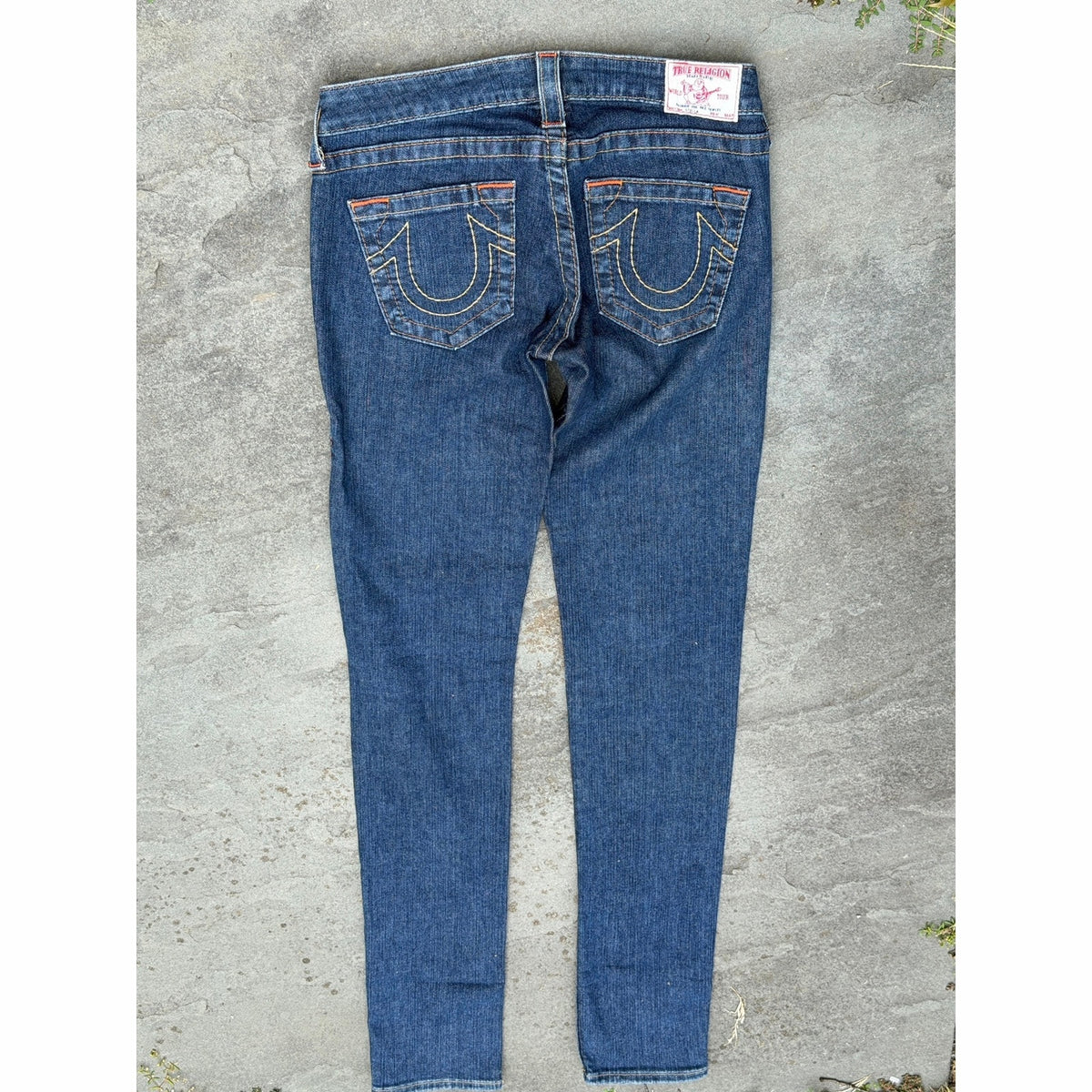 Vintage True Religion Skinny Jeans Flap Pocket Made in USA Blue 27
