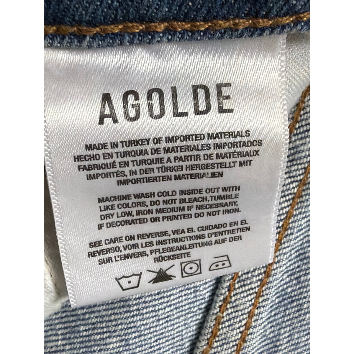 AGOLDE Straight Leg Button Fly Jeans Women’s Size 29 Distressed Hem Blue Denim