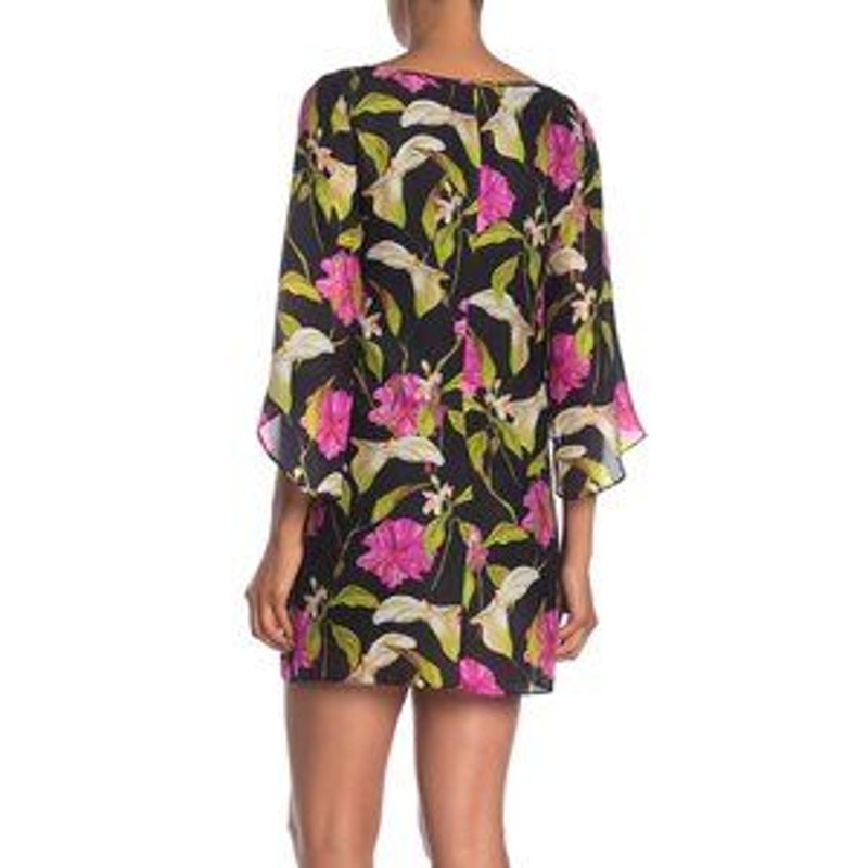 NWT Milly Nicole Silk Bell Sleeve Shift Dress 4 - Calla Lily Painterly Print ✨