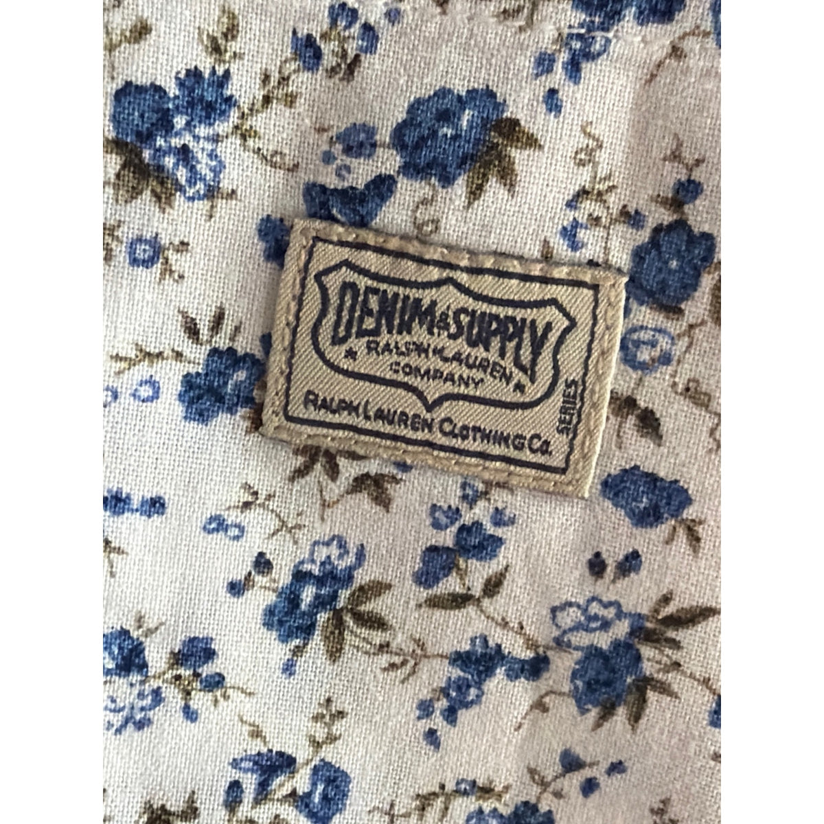 Denim & Supply Ralph Lauren Floral Shirt Mens Large Blue Calico Short Sleeve L