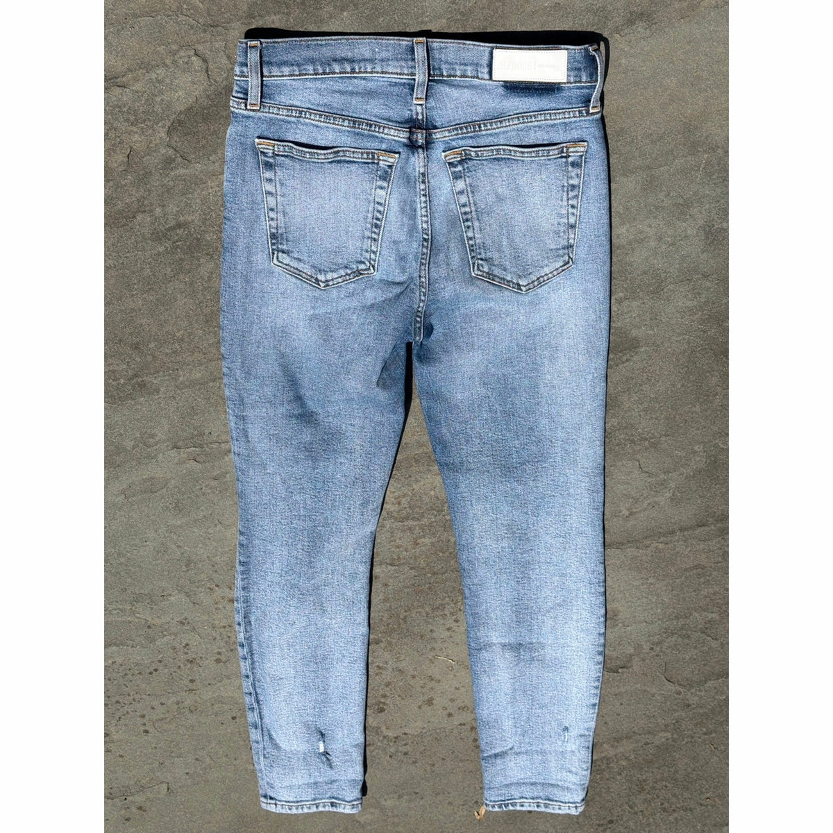 RE/DONE Originals High Rise Slim Fit Ripped Jeans Blue 28