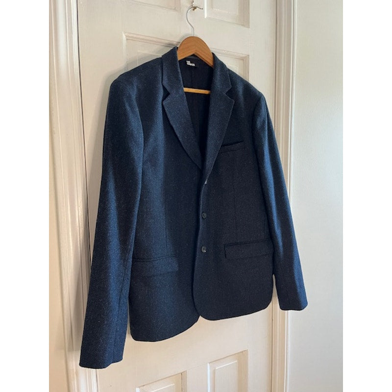Kooples Blue Wool Herringbone Blazer EU Size 48, US 38