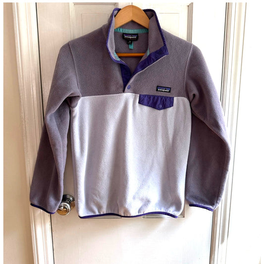Patagonia Synchilla Fleece Pullover XS Grey with Purple Pocket