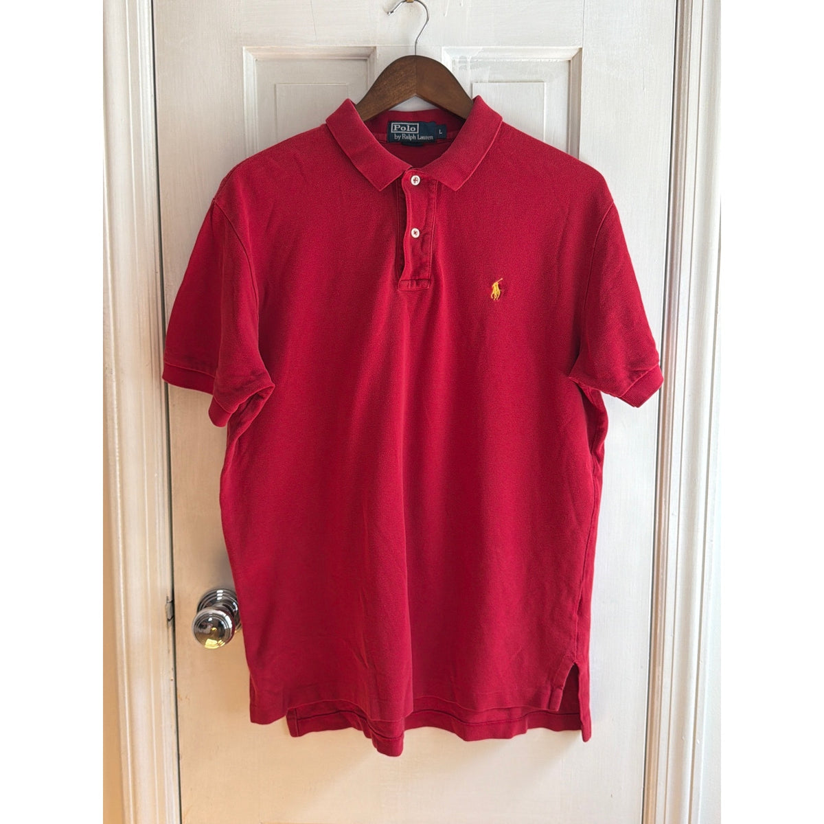 Polo Ralph Lauren Red Polo Shirt Large Men's Yellow Pony