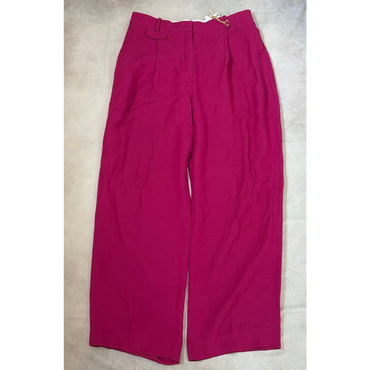 COS Hot Pink Wide Leg Trousers Size 12 High Rise Pants