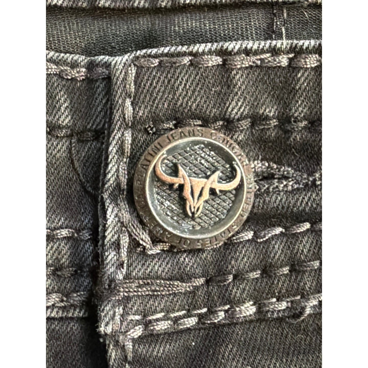 Platini Size 34 Black Triple Threaded Bootcut Mens Jeans