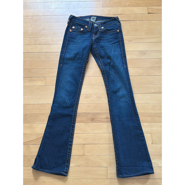 True Religion Size24 Dark Wash Ultra Low Rise Bootcut Jeans