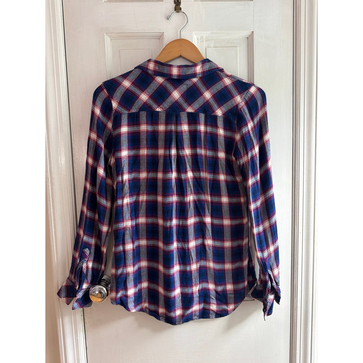 Rails Hunter Blue Red Plaid Rayon Long Sleeve Button Down Shirt Small