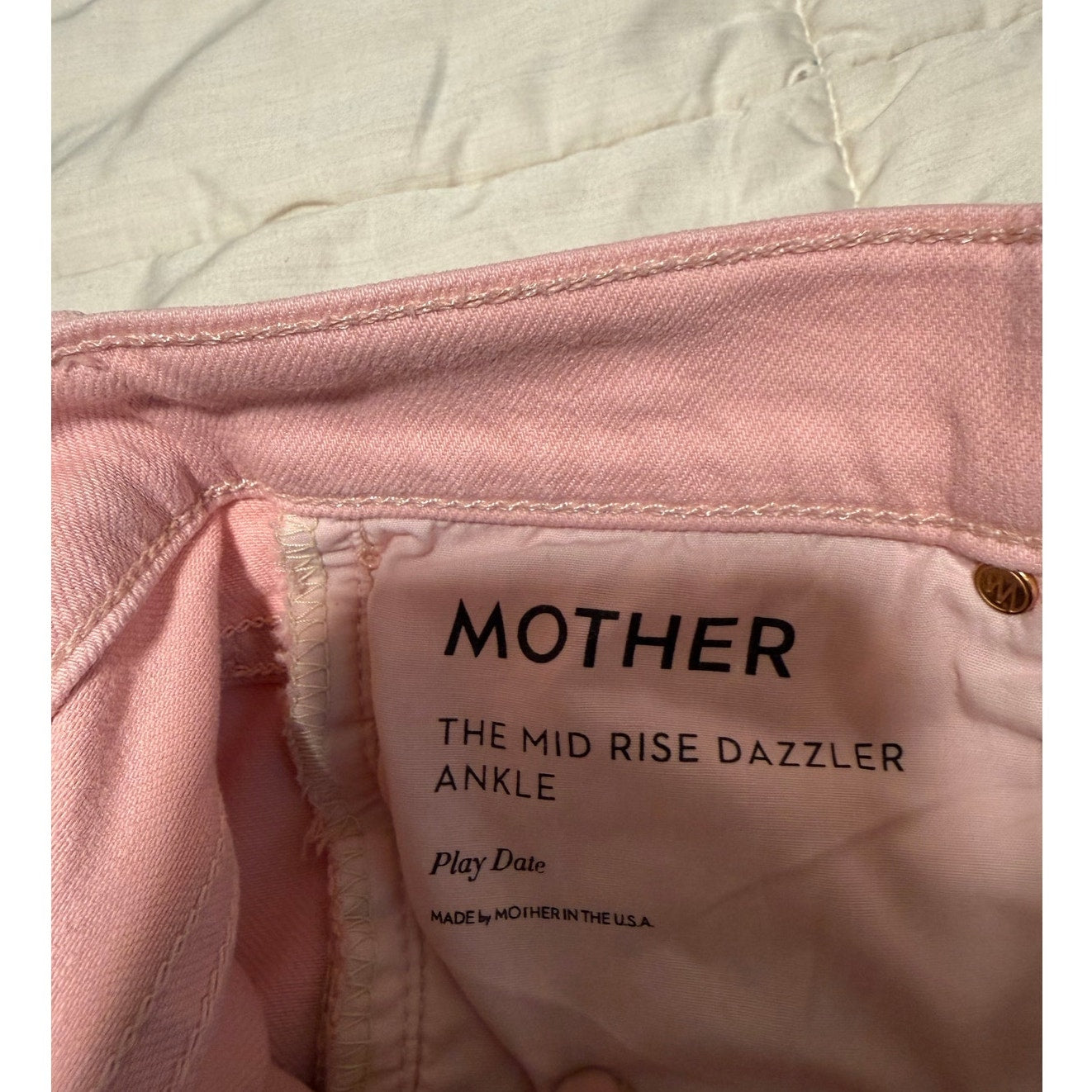 Mother Jeans Pink Mid-Rise Dazzler Ankle - Size 25