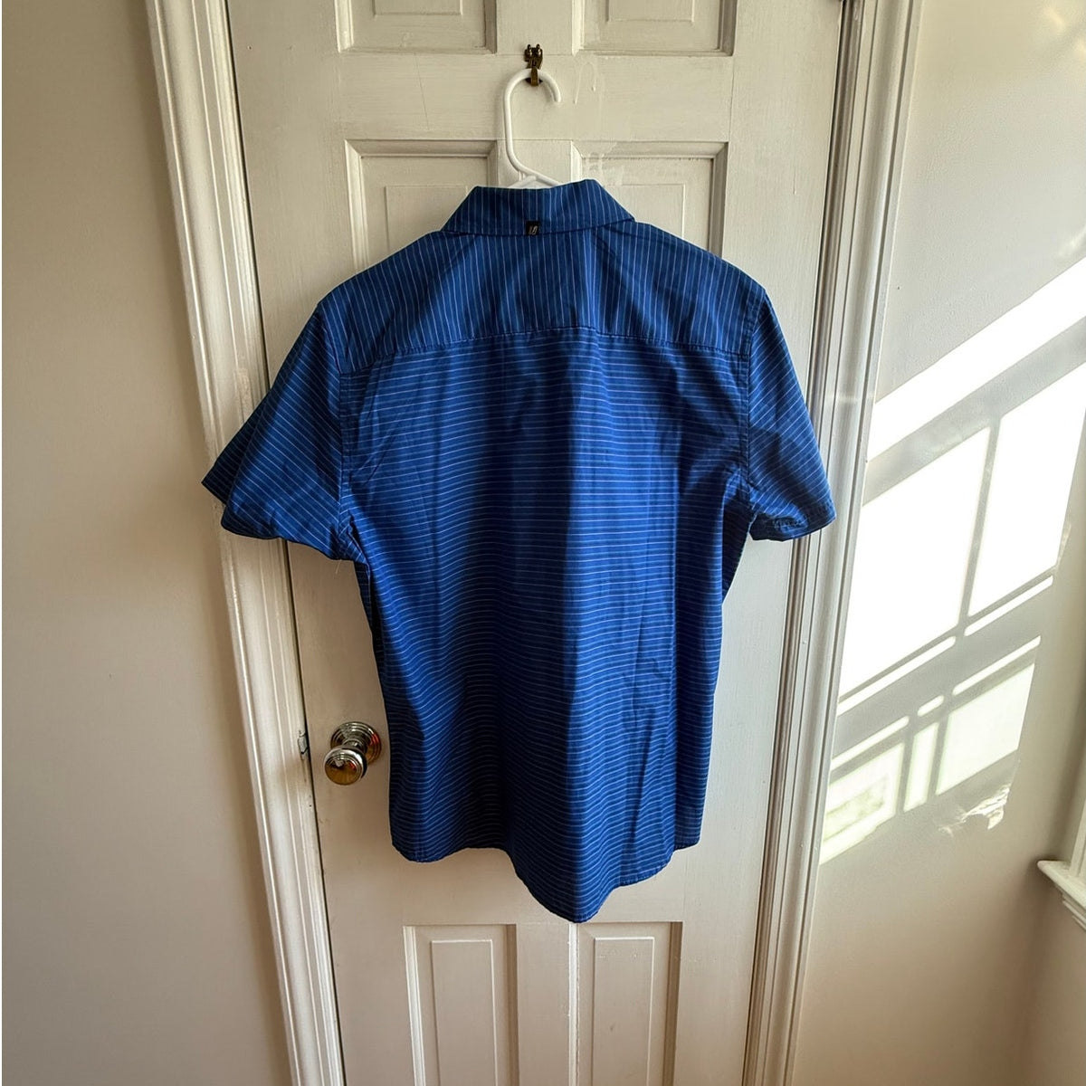 Amplify Men's Blue Striped Short Sleeve Button Down Shirt Size Lg