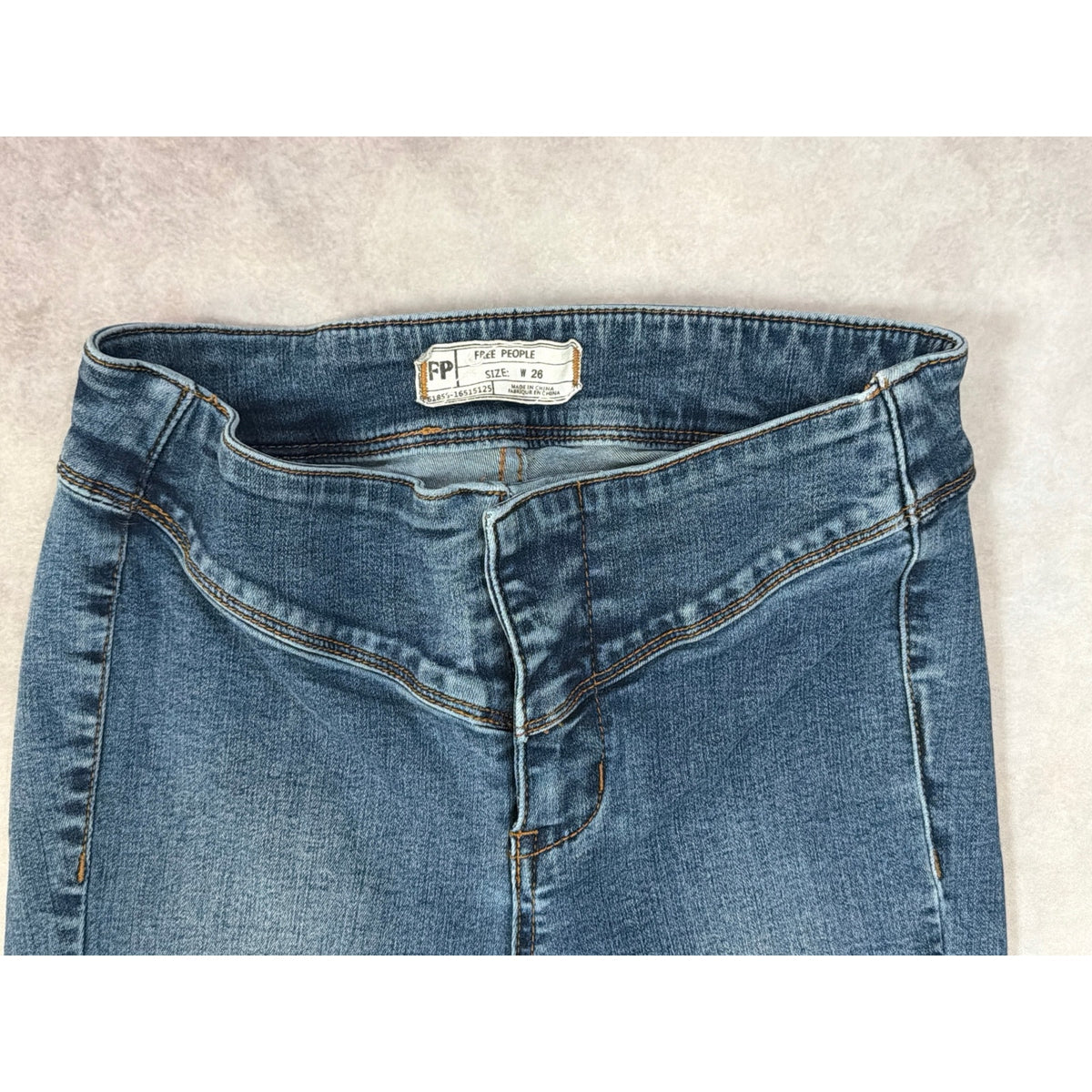 Free People Just Float On Flare Jeans Size 26 Medium Wash Wide Leg Boho Bell Bottom