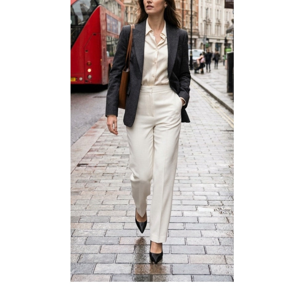 NWT L.K. Bennett Millie White Kick Flare Trousers Size 4 High Waist Crop