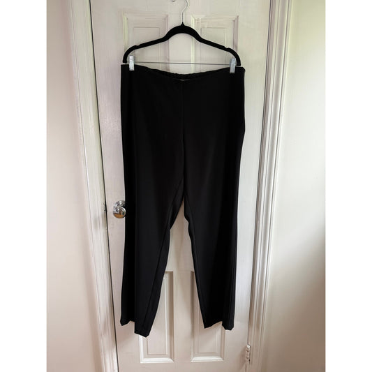 Eileen Fisher Black Washable Stretch Crepe Pants Size 12 EUC Pull-On Straight Leg