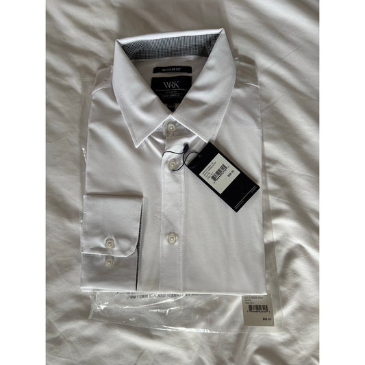 WRK Men's Solid White Dress Shirt - Size 16.5" Regular Fit - NWT