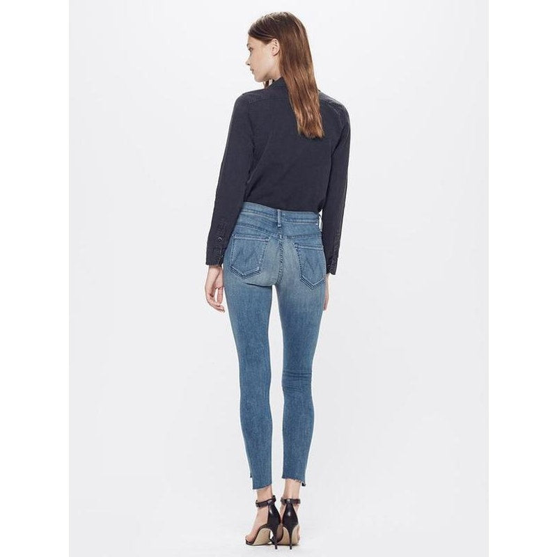 💙 MOTHER The Stunner Zip Ankle Step Fray Good Girls Do Blue Jeans Sz 27