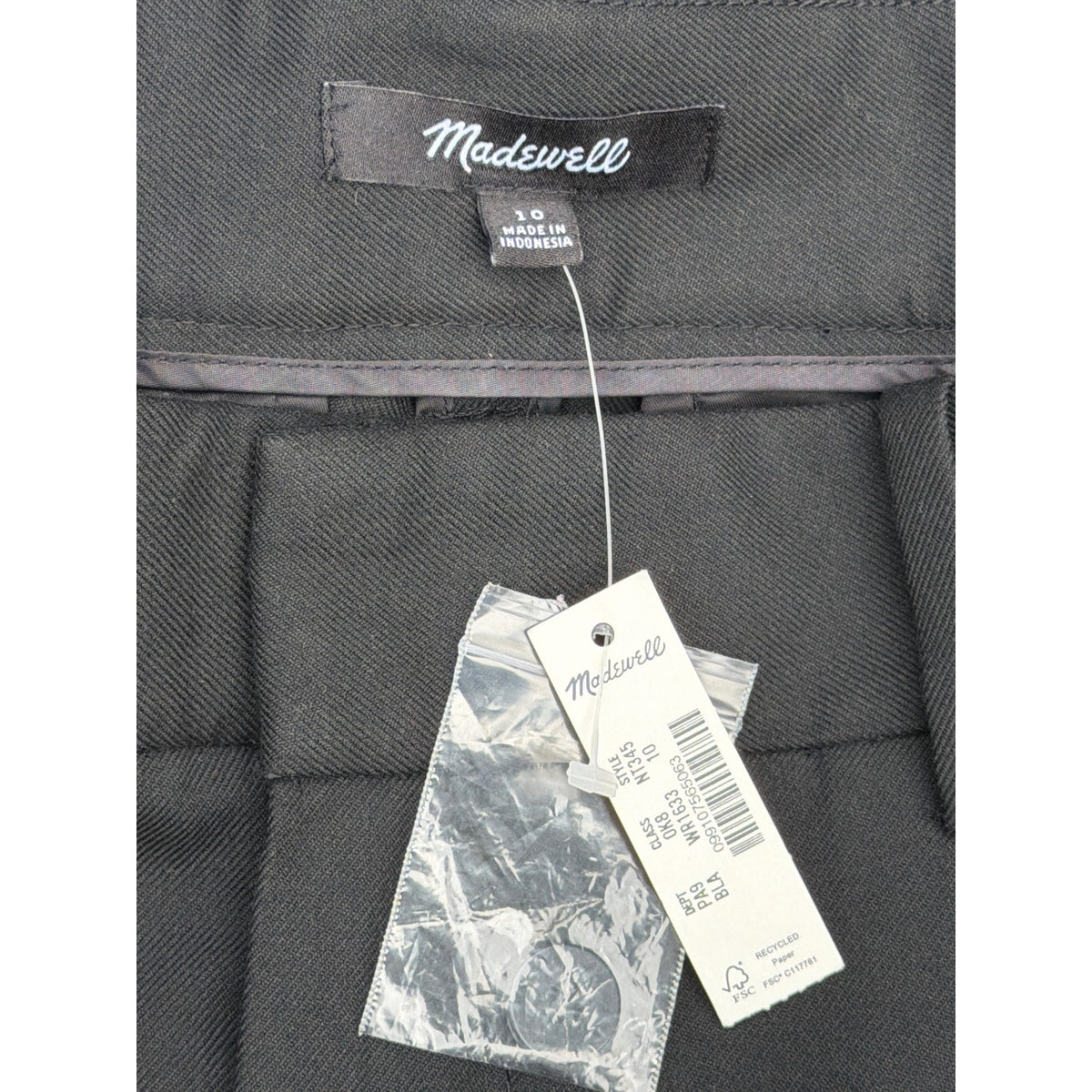 Madewell Pleated Harlow Wide-Leg Pants Black Size 10 NWT