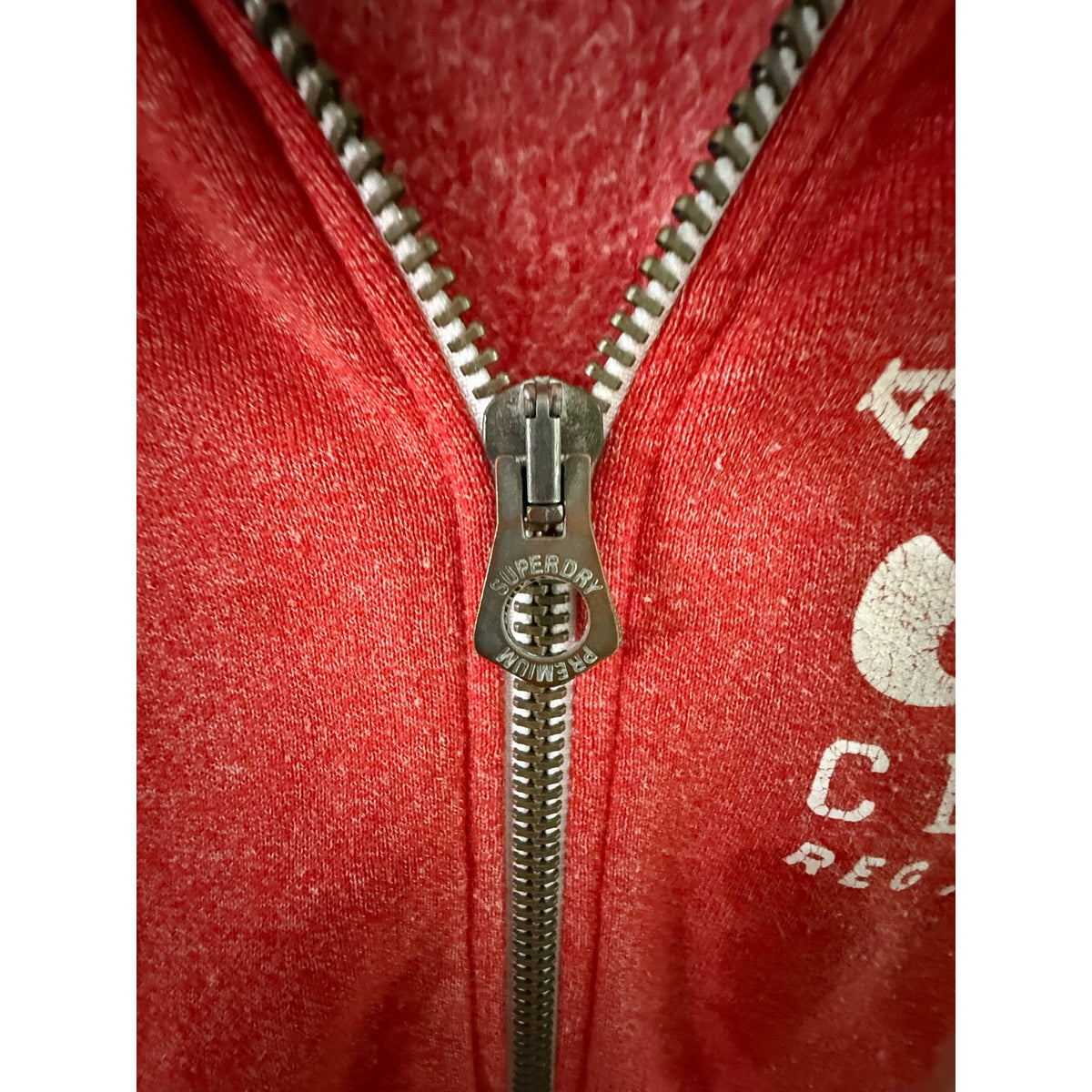 Superdry Classics Full Zip Hoodie Jacket Small Red JPN Fleece Relaxed