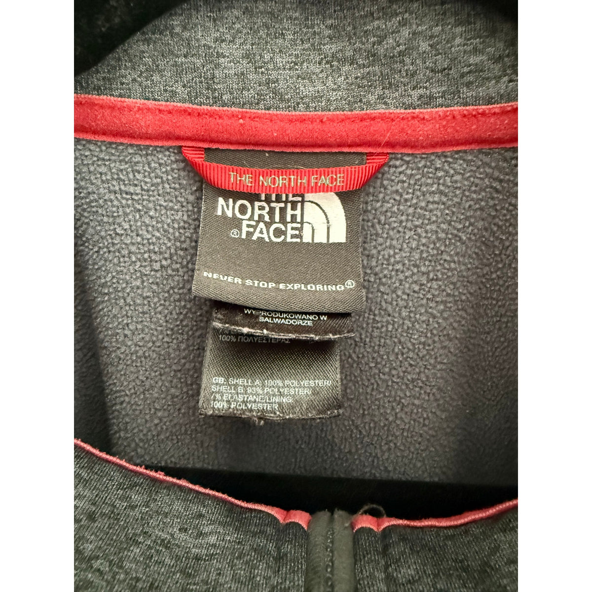 The North Face Gordon Lyons 1/4 Zip Fleece Pullover Mens XL Heather Grey Red Mtn