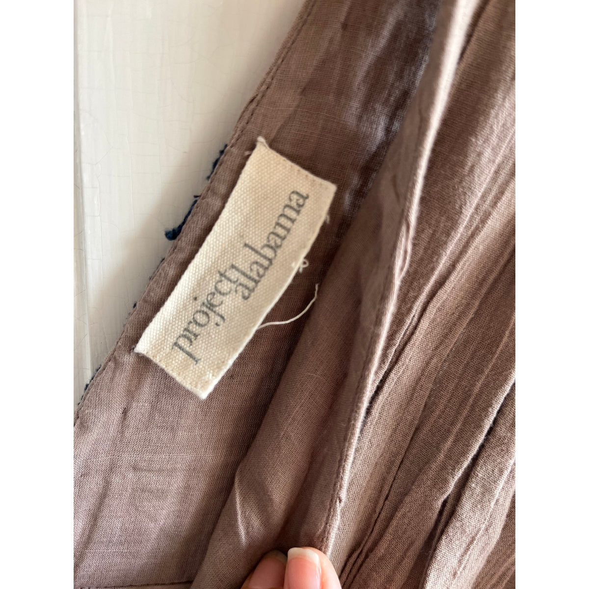 Project Alabama Artisanal Hand-Stitched Pleated Cotton Voile Dress Taupe XS