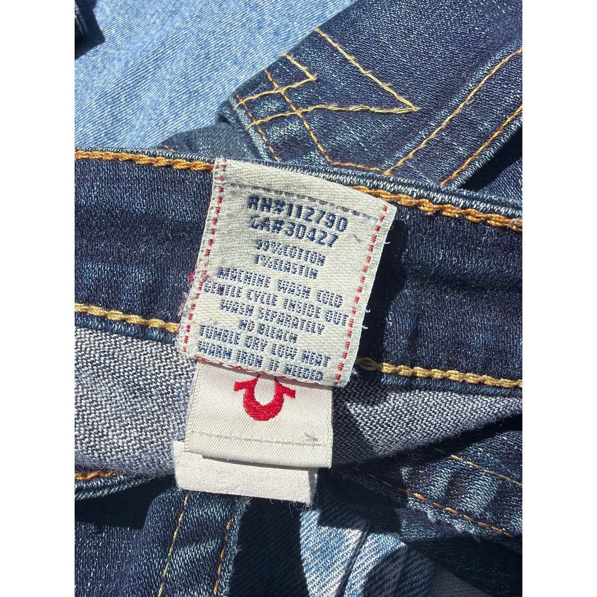 True Religion Skinny Low Rise Blue Jeans Size 28 Medium Wash Signature Stitch