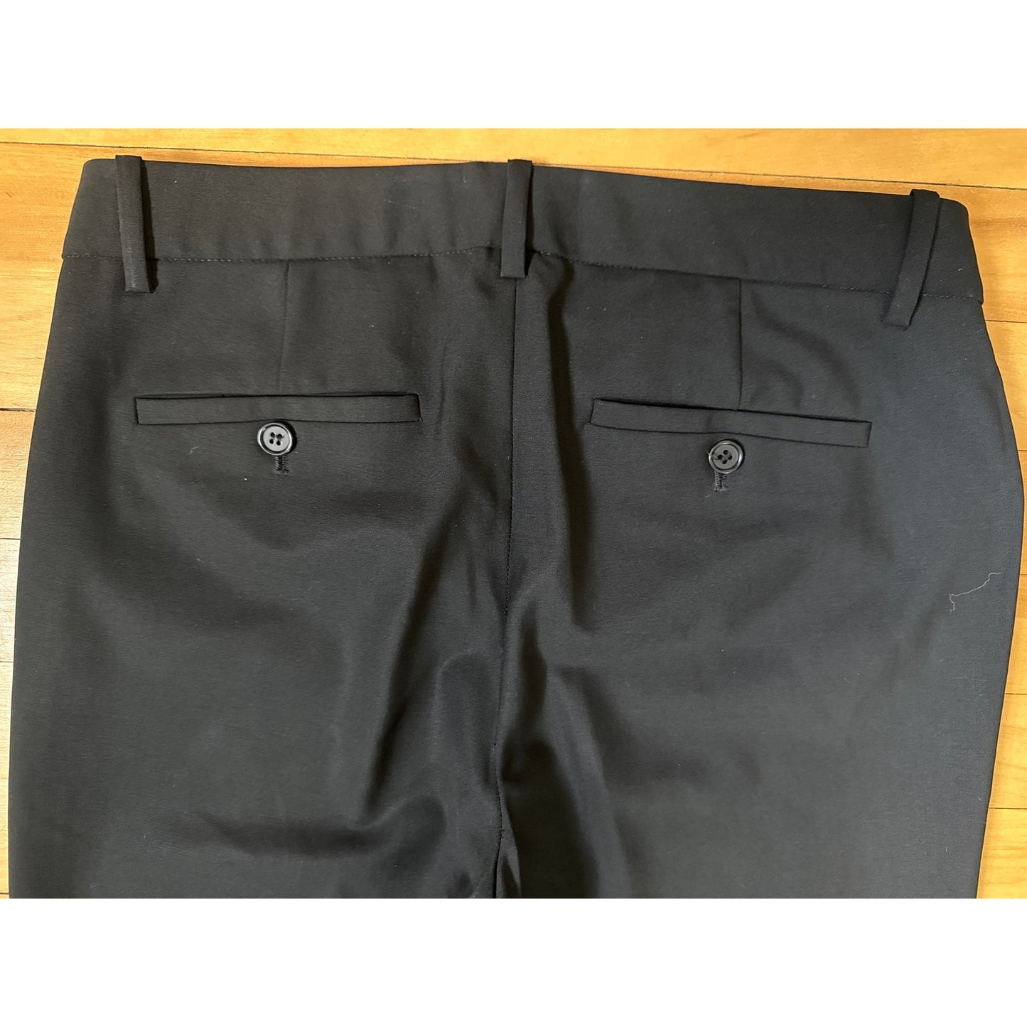 Theory Custom Max 2 Trousers Size 4 Black Pants Made in USA Slim Bootcut EUC