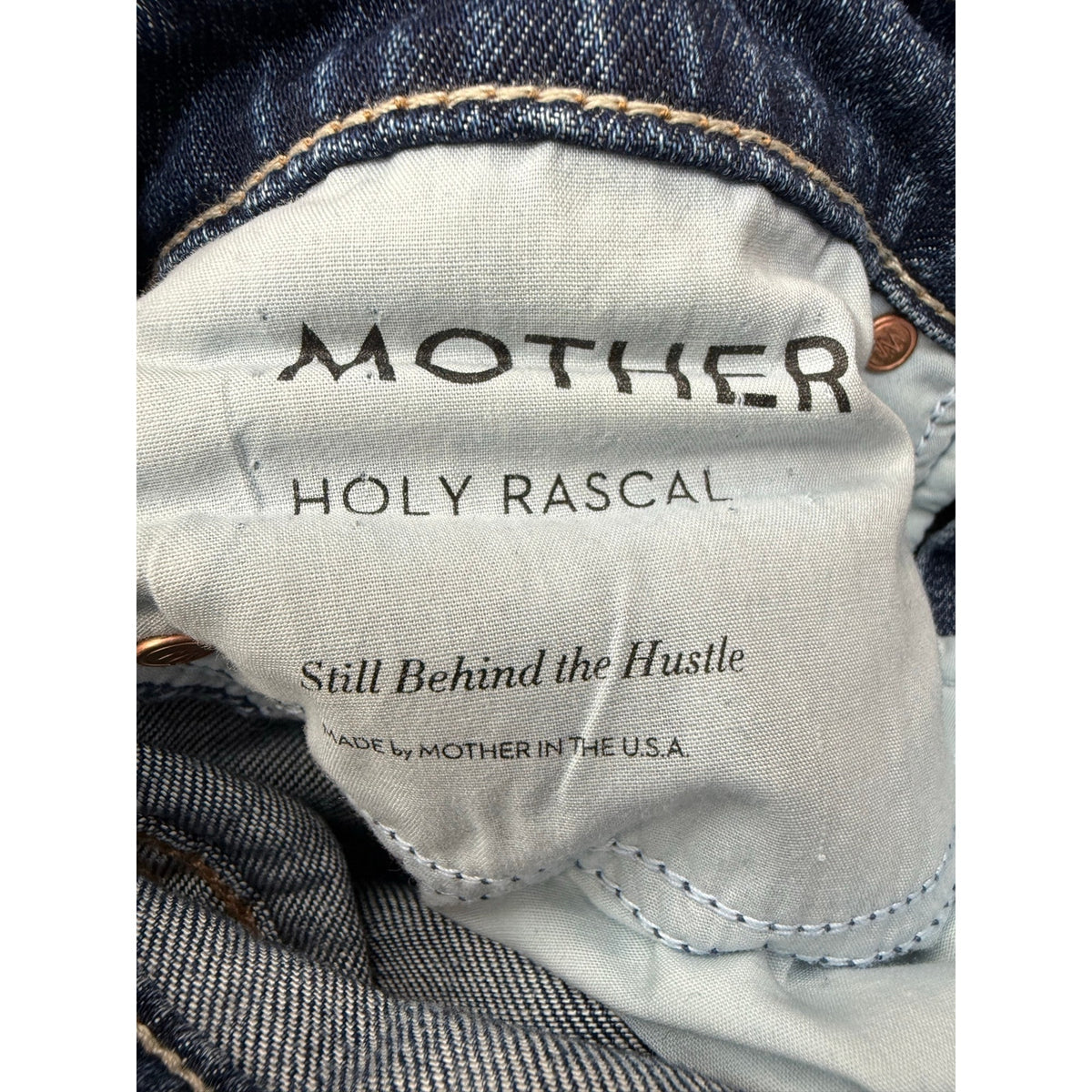 Mother Denim Holy Rascal Still Behind the Hustle Jeans Size 25 Blue Ripped Straight
