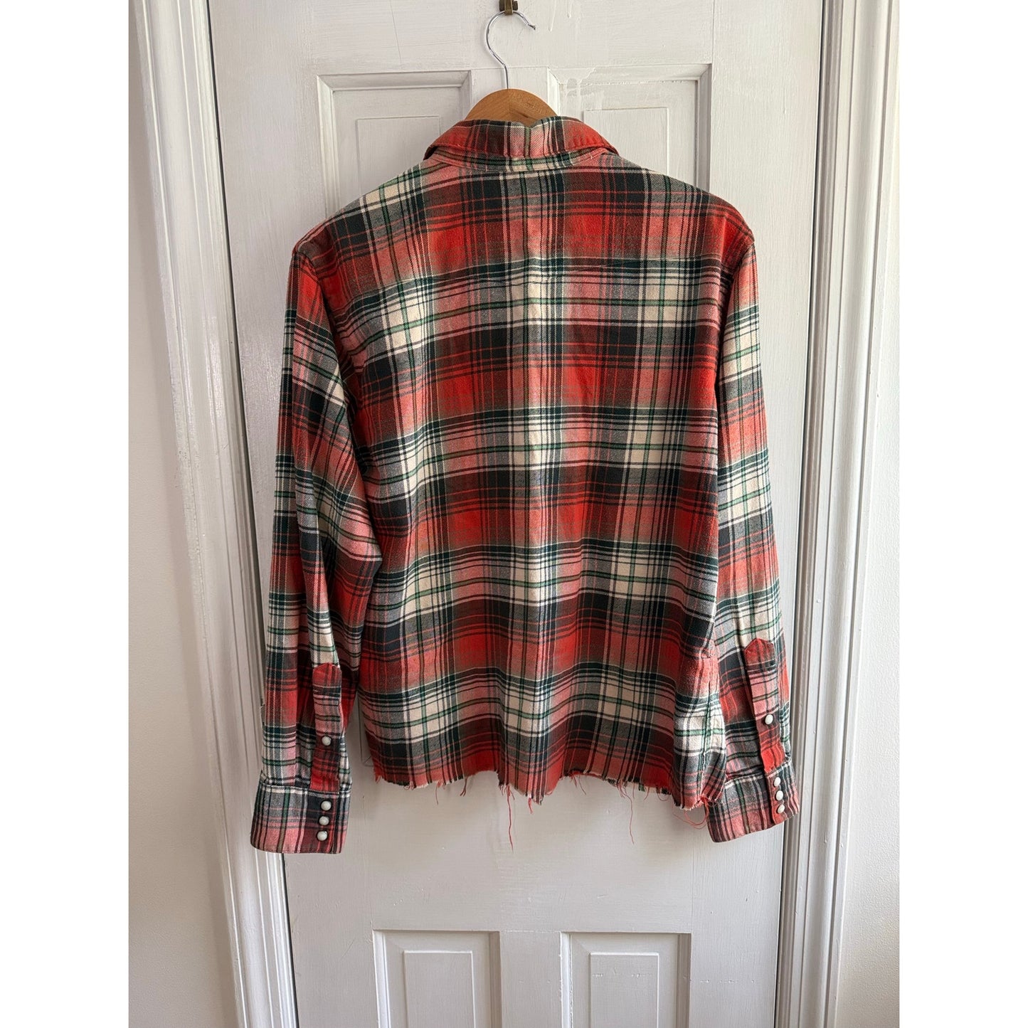 Vintage Polo Ralph Lauren Women's Western Plaid Shirt Distressed Hem EUC