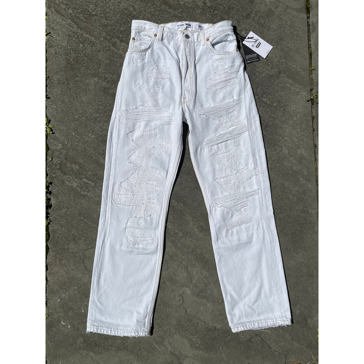 💎 Rare Grail: RE/DONE Reconstructed 90s Repair Jeans White 26 💎