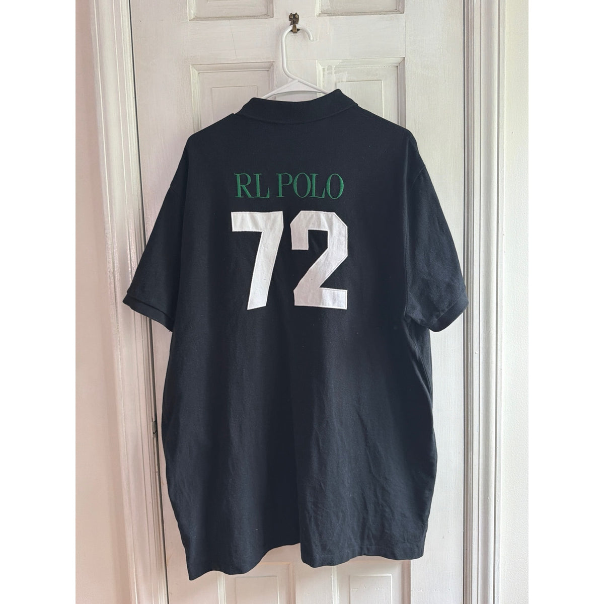 VINTAGE Polo Ralph Lauren Black Polo Shirt Green Men's Big Pony Size XXL