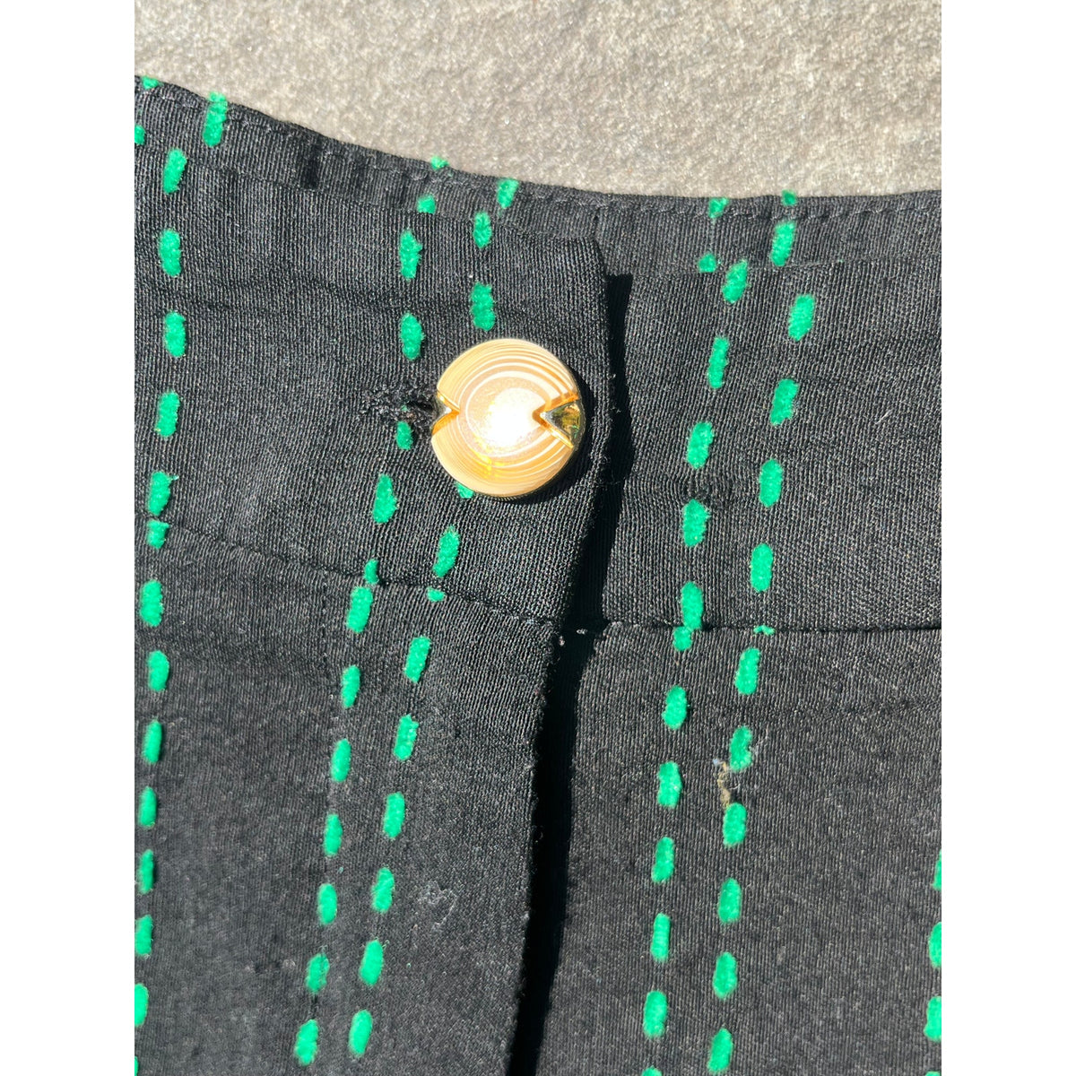 Edward Achour Paris Black Broken Green Pinstripe Trousers, EU 40 US 6 🗼