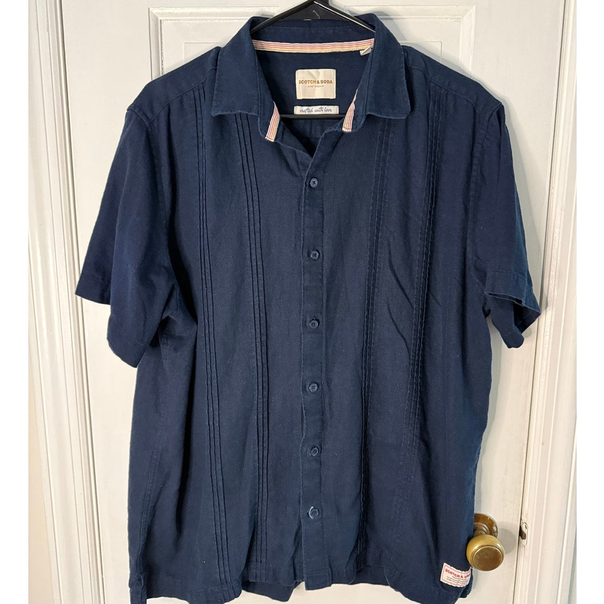 Scotch & Soda Men's Button Down Navy Blue Size Large Excellent Condition