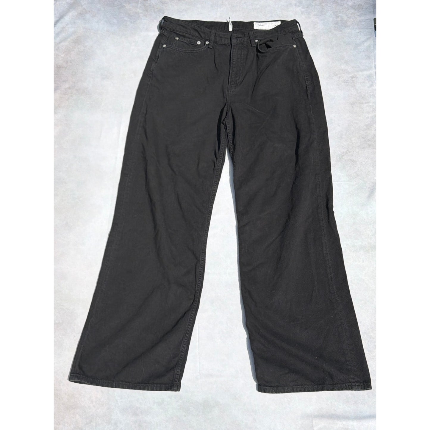 Rag & Bone Size 29 Logan Mid Rise Wide Leg Black Jean