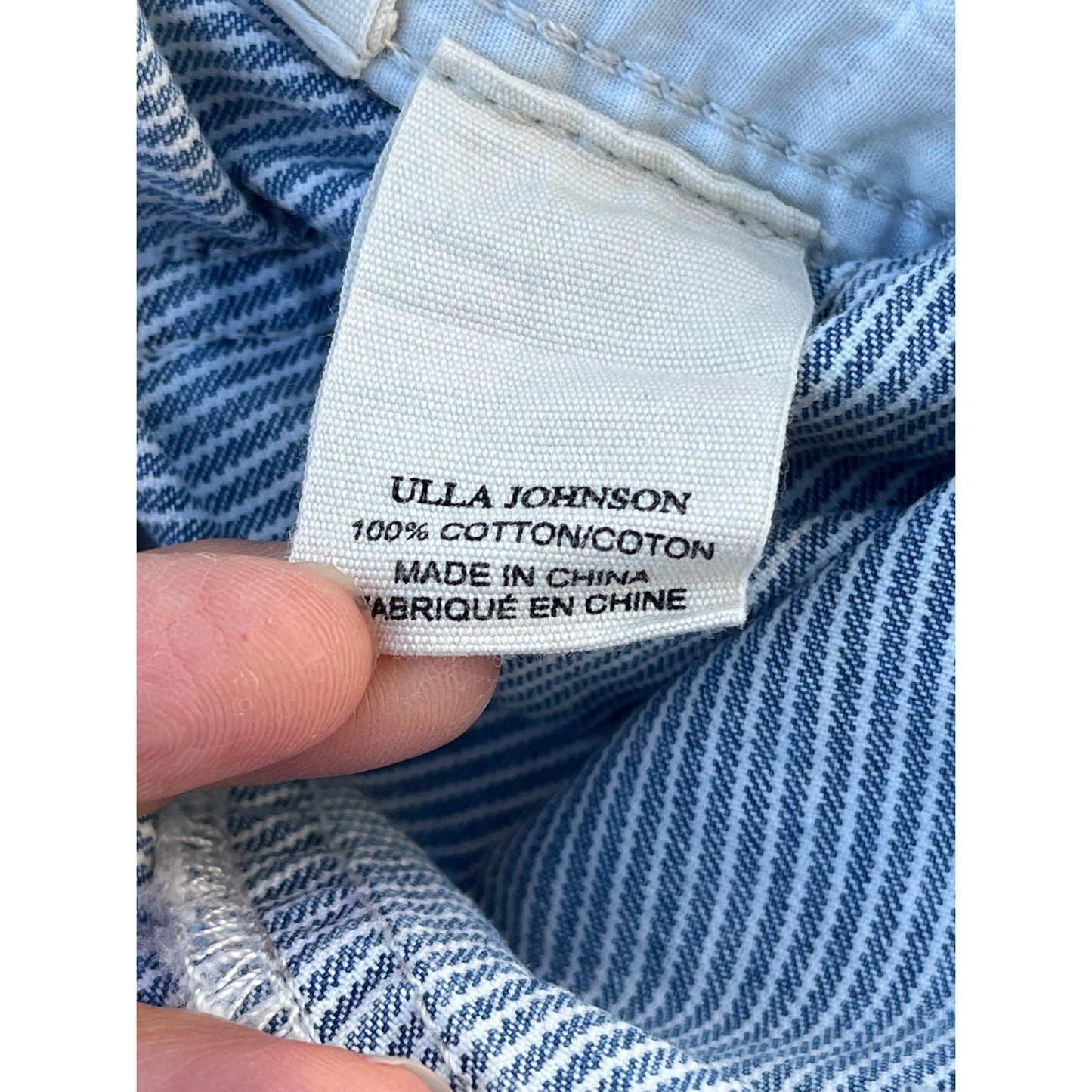 Ulla Johnson Striped Patria Pants Lace Up Back Wide Leg Cropped Blue White 6