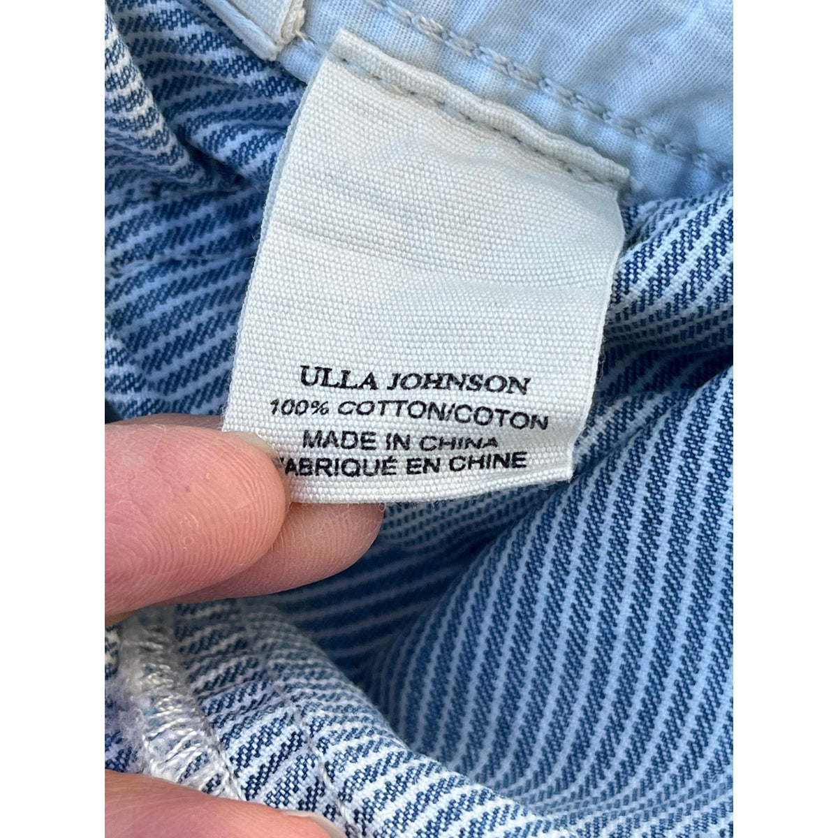 Ulla Johnson Striped Patria Pants Lace Up Back Wide Leg Cropped Blue White 6