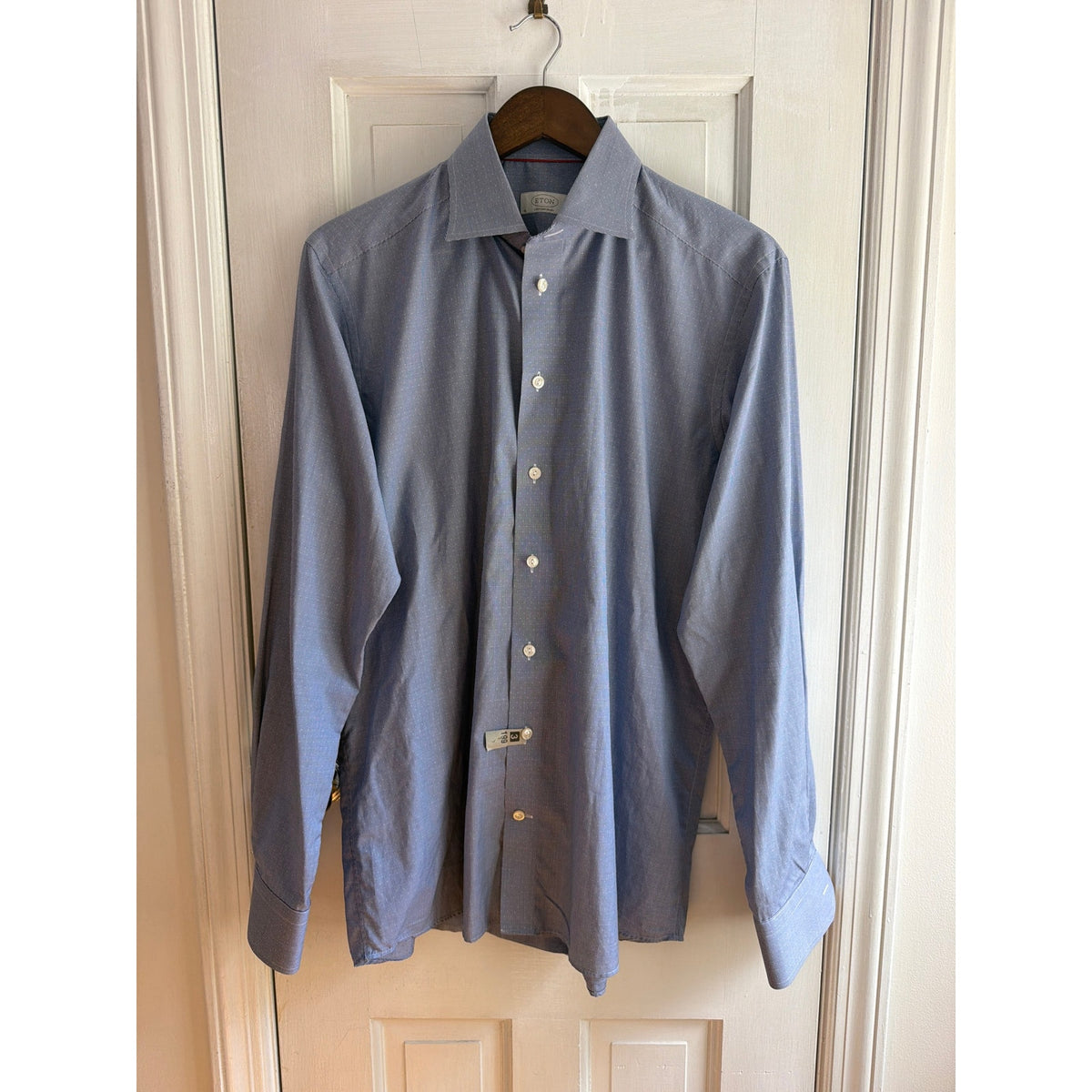 Eton Slim Fit Dress Shirt Men 41 16 Light Blue Signature Twill Cotton EUC
