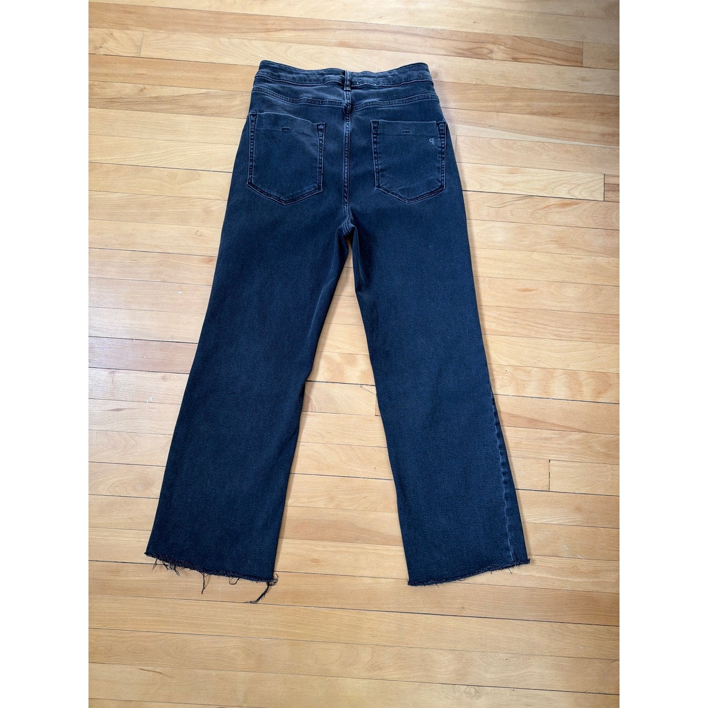 Pilcro Size 30 High Rise Black Wide Leg Distressed Hem Jean