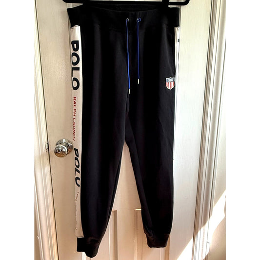 Polo Ralph Lauren Men's Black Logo Jogger Sweatpants Size Medium Essential Fleece