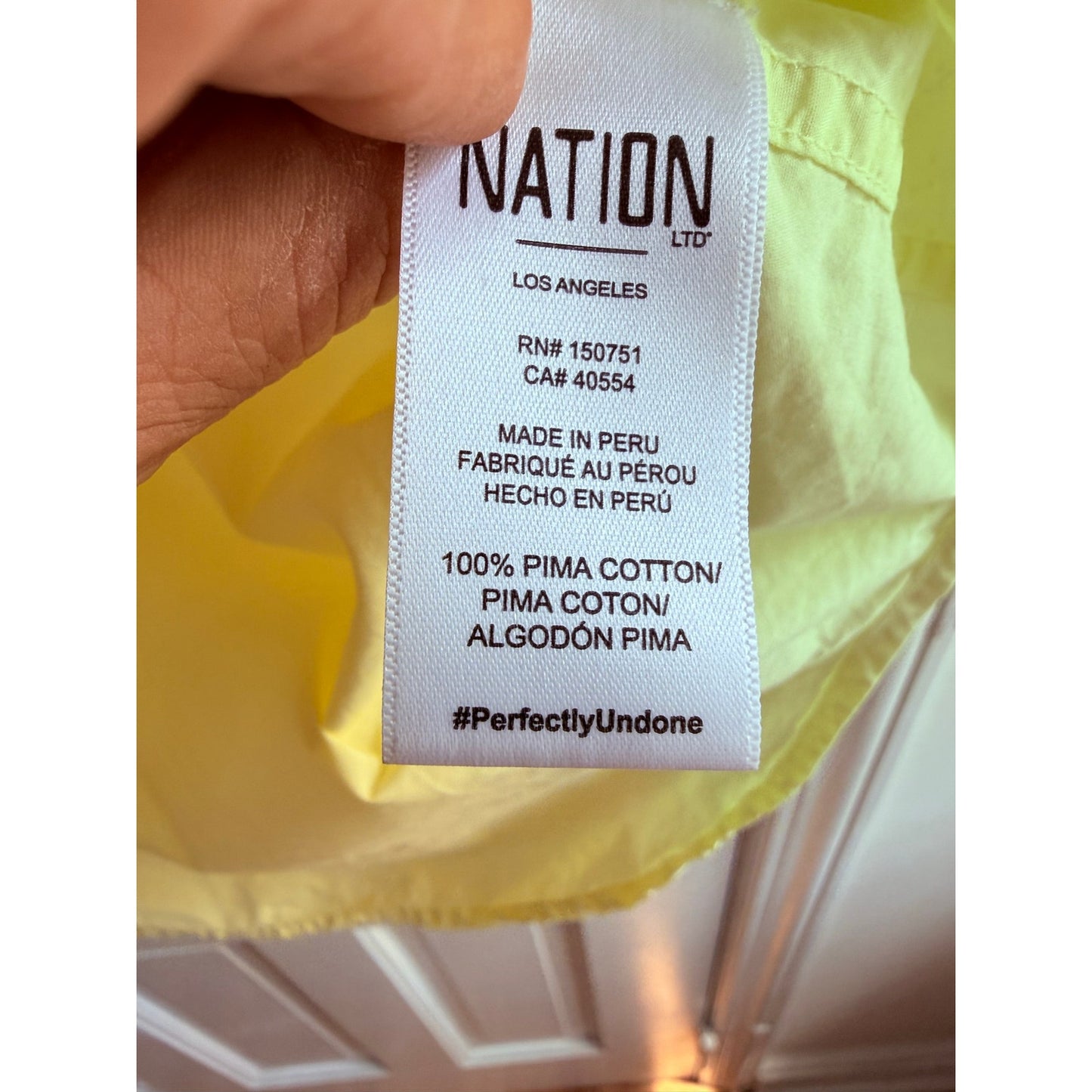 Nation LTD Women’s Size XS Soft Pima Cotton Yellow Short Sleeve Top Blouse EUC