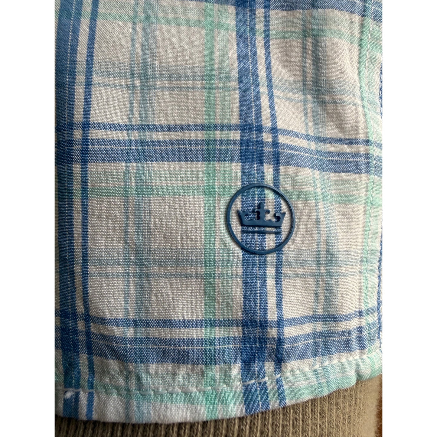 Peter Millar Crown Ease Button Down Shirt - Blue/Green Plaid - Mens XL - EUC