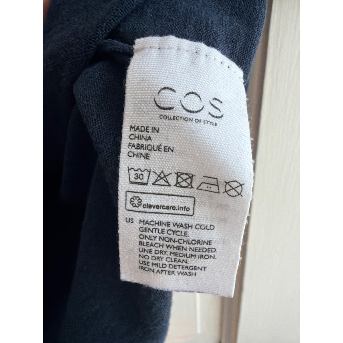 COS Fine Knit Short Sleeve Polo Shirt Dark Navy Blue Medium