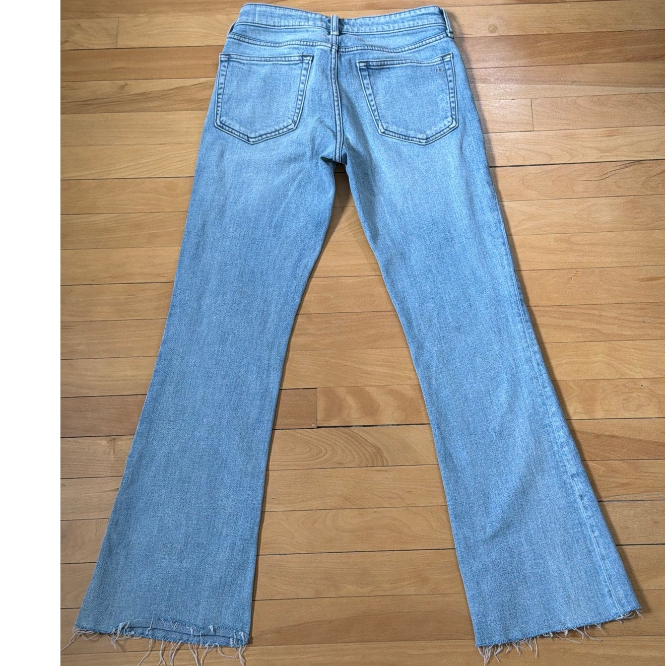 Rag & Bone Size 25 Light Wash Kinsely Low Rise Flare Distressed Hem Jean