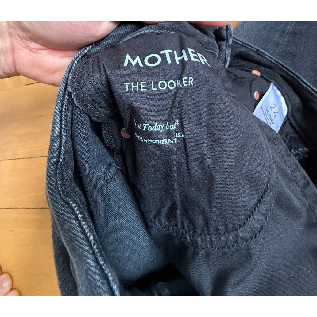 Mother The Looker High Waisted Skinny Jeans Not Guilty Black Size 24 EUC