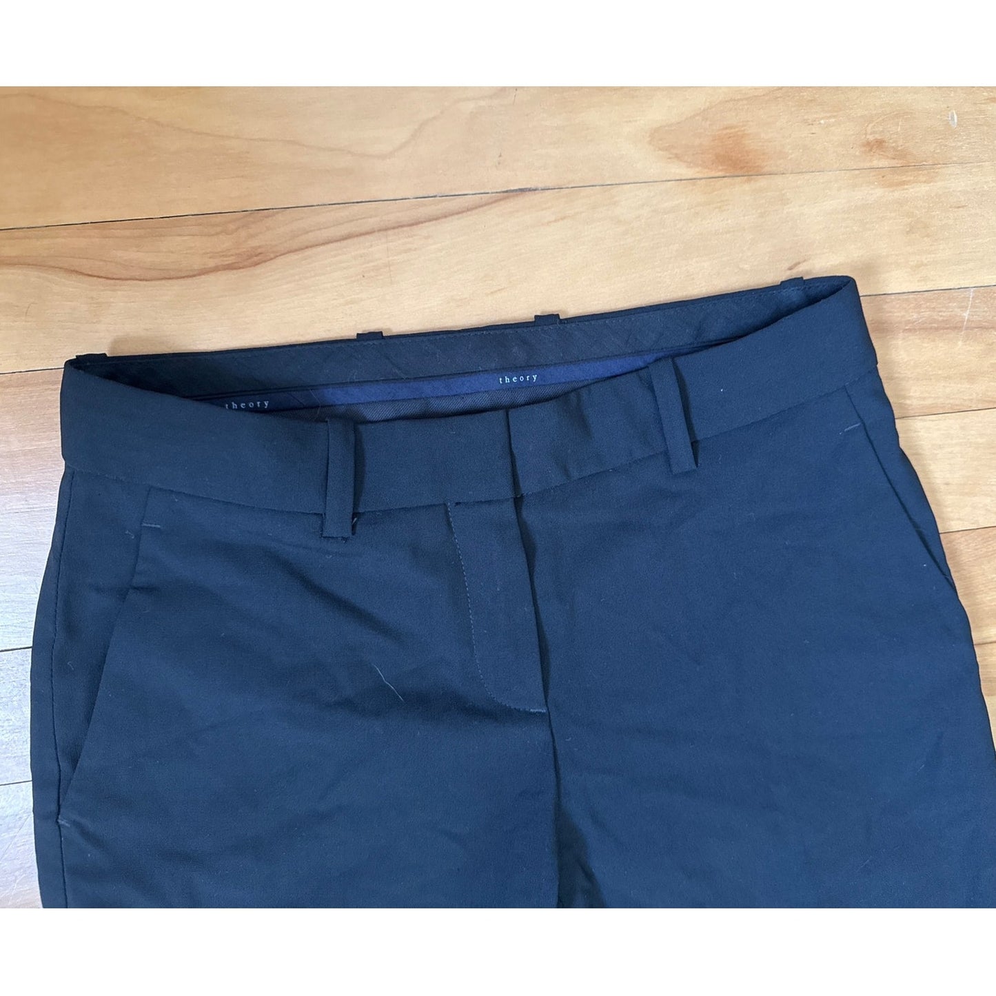 Theory Super Slim Edition Trousers Size 00 Black Pants Made in USA Classic EUC