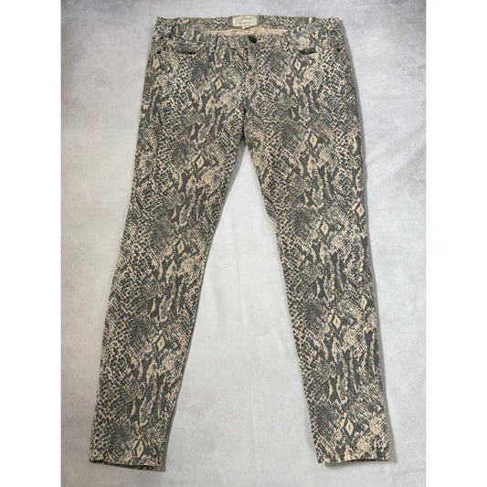 Current/Elliott The Ankle Skinny Jeans Gray Snake Print Canvas Size 30