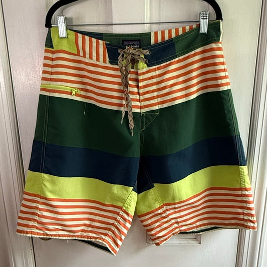 Patagonia Wavefarer Striped Board Shorts Men’s Size 32 Neon Multicolor EUC